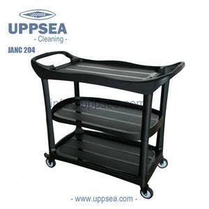 UPPSEA Commercial Executive Black Utility Cart Plastic Service Trolley