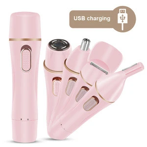 USB Operated or Rechargeable4 in1Painless Lipstick Lady Hair Remover Bikini Lipstick Epilator Waterproof Ladies lipstick shaver