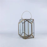 Vintage Copper Portable lantern Geometric Lantern Candle Holder For Wedding Home Decoration