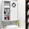 Wall-Mounted Modern Bathroom Storage Cabinet Bathroom Medicine Cabinet Single Door & Open Shelves from Viet Nam Warehouse