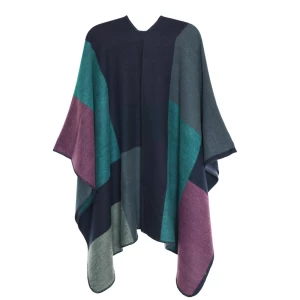 Warm knitted multi color wool shawl wrap women  knitted cardigan  poncho for women