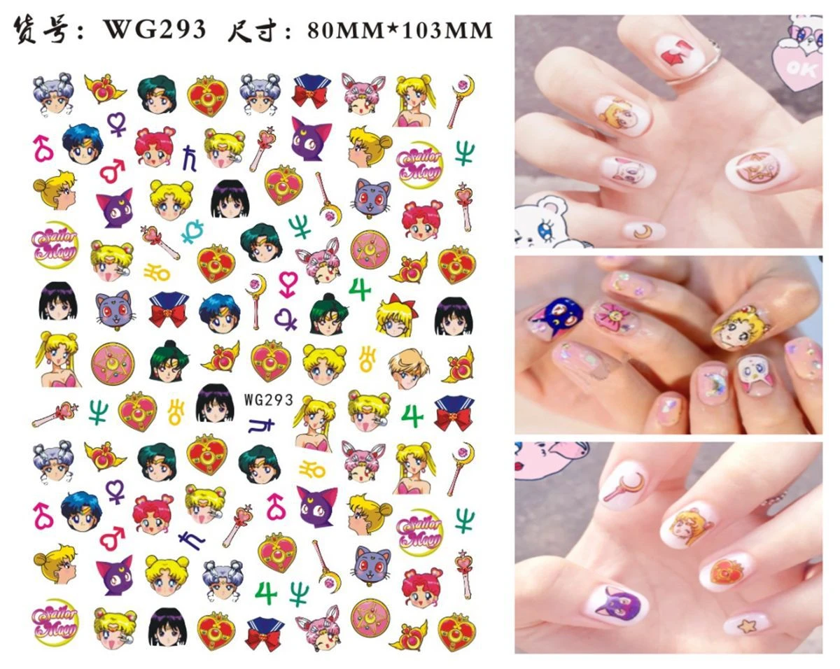 WG266-296 Summer Princess Ultra-thin Adhesive Nail Sticker Export Beautiful Girl Nail Sticker Nail Sticker