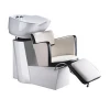 White And Black Leather Color Adjustable Beauty Salon Backwash Units Bowl Reclining With Foot Rest Washing Salon Shampoo Chair
