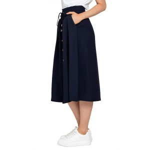 Wholesale Autumn Elastic Band with Buttons Mid-Long Knitted Skirt for Women
