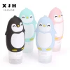 Wholesale BPA Free TSA Approved Squeezed Leakproof Silicone Multicolor Cartoon Penguin Travel Bottle Set/Kit