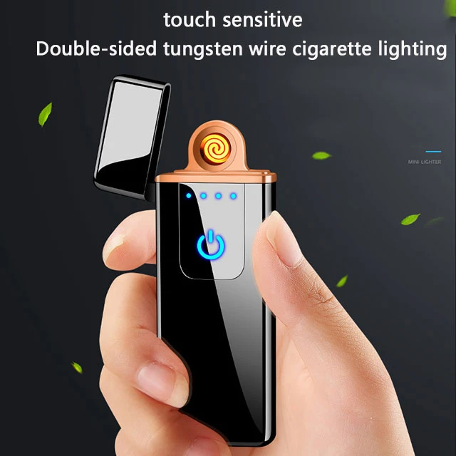 wholesale cheap windproof  USB electric lighter with  battery display cigarette lighter customized logo