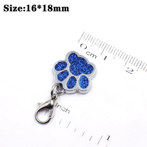 wholesale Diy mixed color fashion dog paw Lobster clasp hang Pendant dangle charms dog tag fit pet collar necklace pendant chain