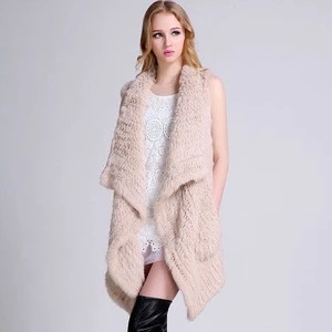Wholesale Genuine Knitted Rabbit Fur Vest for Fashionable Girls with Factory Price