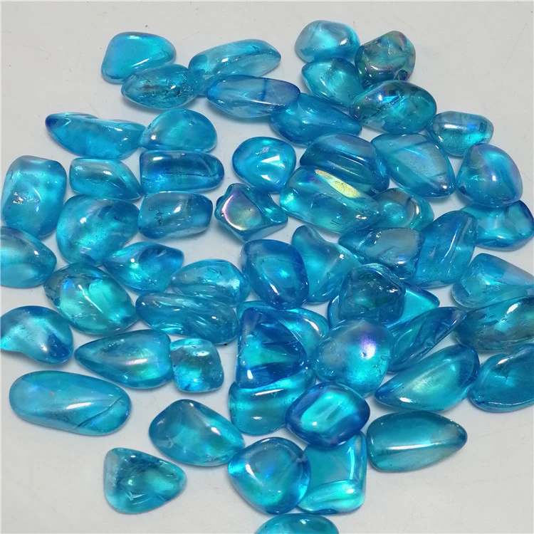 Wholesale Polished Clear Stone Natural Blue Aura Quartz Crystal Tumbled Healing Stones For Sale