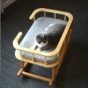 Wholesale solid wood practical durable fun high density comfortable padded cradle bed for pet cat