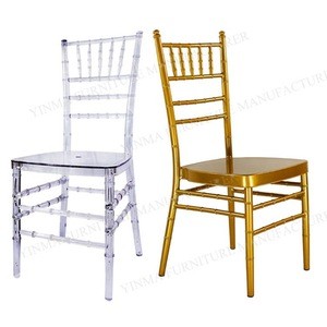 Wholesale stacking stainless steel core resin chiavari chair for sale with cushion