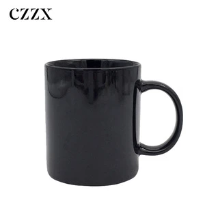Wholesale sublimation porcelain bulk glossy coffee and tea black ceramic mug 12OZ
