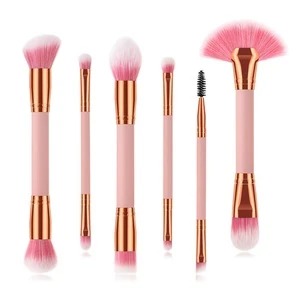 Wholesale synthetic hair with low MOQ professional 7 pcs 3 different colors  makeup brush set