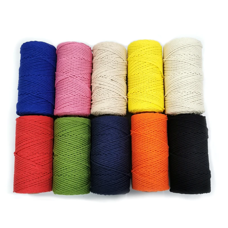 Wholesale wall decorative Diy Handmade colored Braided rope 100%  Cotton white macrame cord twisted cord