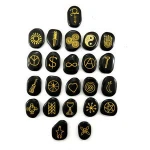 Wholesaler Black Agate Wiccan Craft Symbol Set Engraved Reiki Set