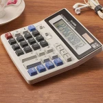 Wholesales 12 digits two way power calculator Electronic bare solar cell calculator
