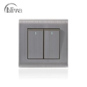 Wholesales Factory UK British standard 86*86 mm stainless steel faceplate 2 gang 2 way wall switch