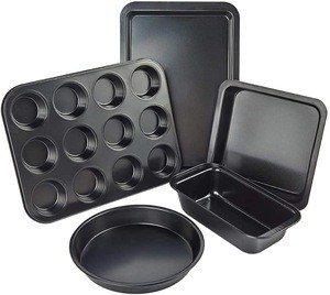 WIDENY Customized Carbon Steel Non-Stick Black Baking Bakeware Sets for Cookie Sheet Loaf Pan Square Pan Round Cake Muffin Pan