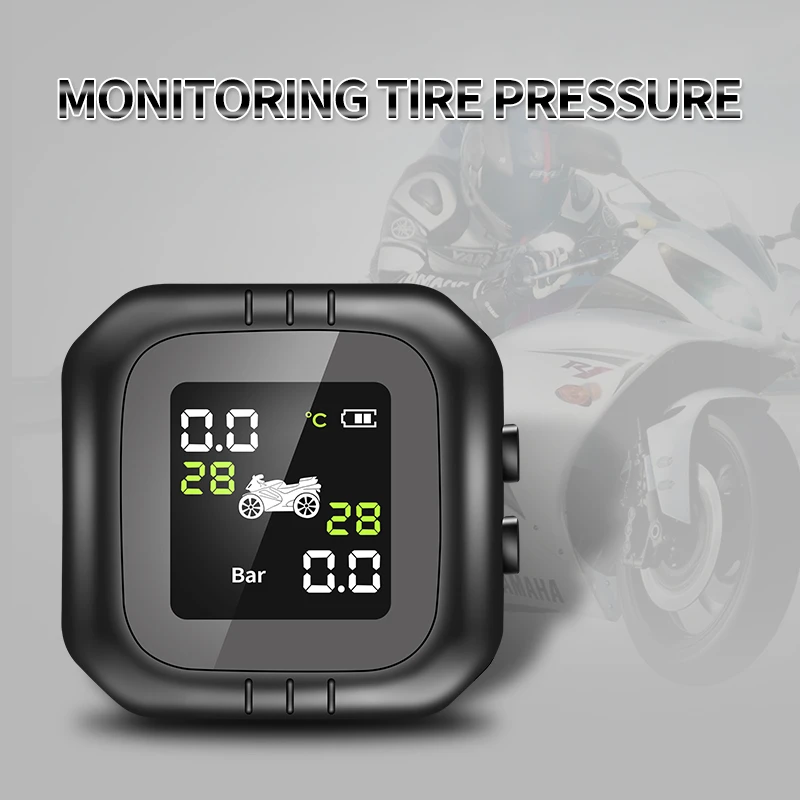 Wireless Motorcycle TPMS Tire Pressure Monitoring System 2pcs External Sensor Tyre Temperature Monitor Alarm