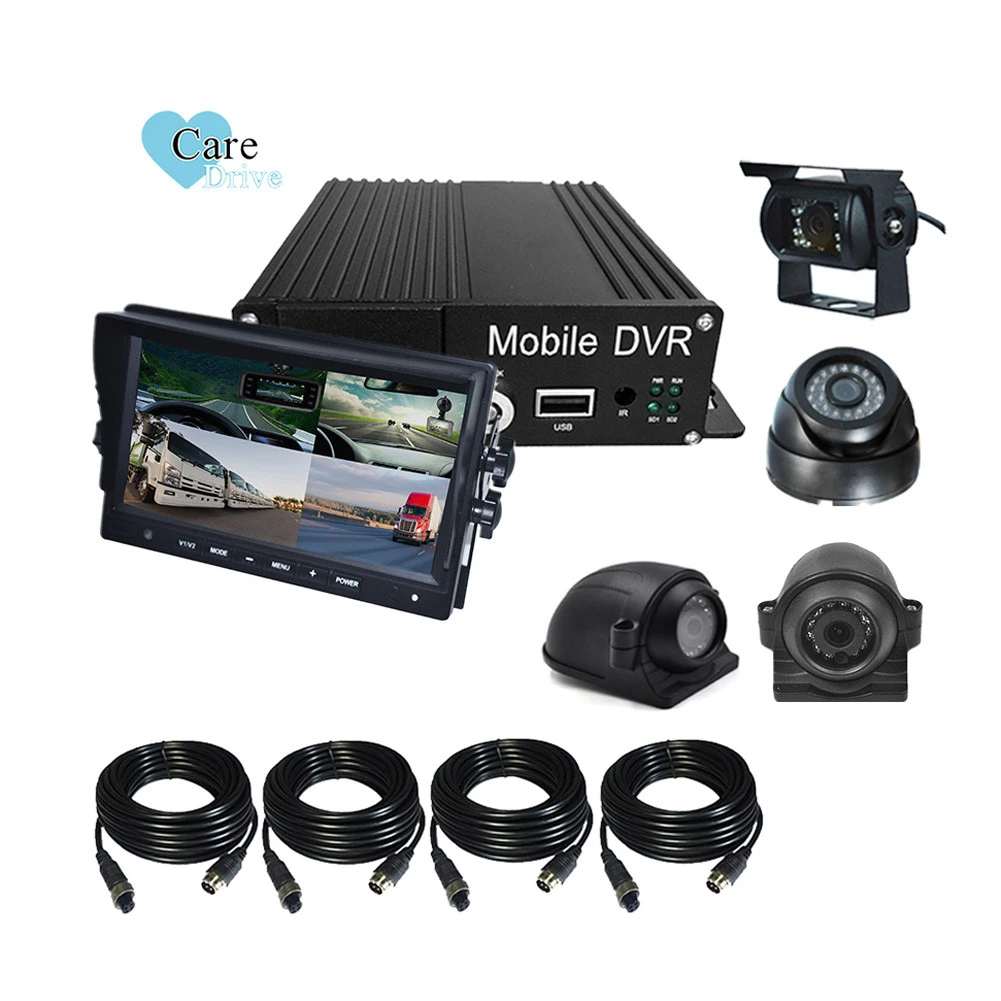 with sim card 256G 4g connect ip camera dvr network h.264 bus video MDVR full hd radar detector 4-channel Mobile DVR//