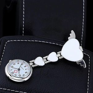 >>>Women Lady Cute Love Heart Quartz Clip-on Fob Brooch Nurse Pocket Watch