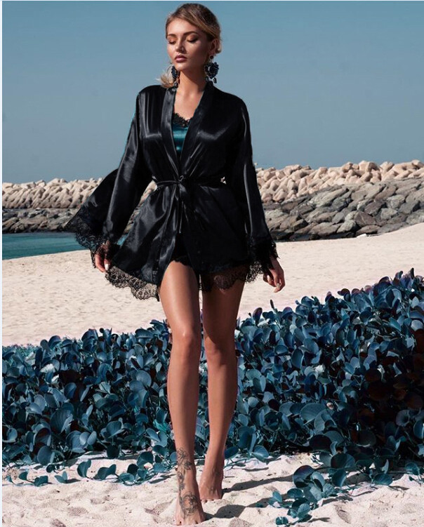 Buy Women Lingerie Sleepwear Babydoll G-string Underwear Satin Silk ...