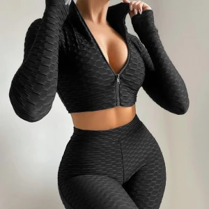 women sportswear active fitness suit workout sport wear gym clothing short long sleeve crop top seamless yoga set