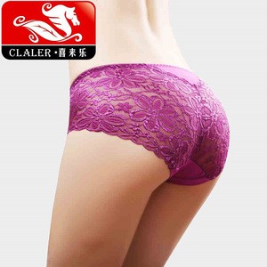 Women with lower underwear non-trace net yarn embroidery transparent large size triangular pants
