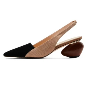 women&#x27;s pumps genuine leather pointed toe strange style heel shoes for ladies