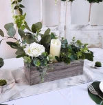 Wood Planter Box Rectangle Whitewashed Planter with Inner Plastic Box