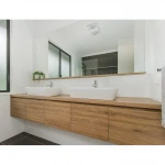Wood Veneer Door Wooden Color Bathroom Vanity Cabinet with Sinks
