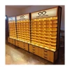 Wooden optical shop counter design eyeglass display cabinet display rack with storage drawer