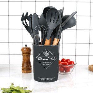 Wooden Silicone Kitchen Utensils Set for cooking and baking