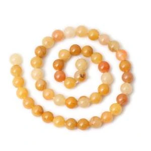 Yellow Jade Beads, Natural Gemstone Beads, Round Loose Stone Beads Agate And Crystals