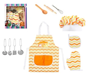 YINGNISI high quality 11-piece apron set role play kids apron and chef hat set