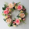 Yiyun Front Door Decoration Artificial Fower Rose Flower Garland Wreath For Christmas Decor Wedding Decoration Wreaths