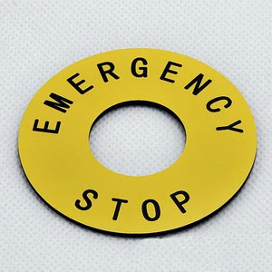 ZB2BY9330C Signage, authentic emergency stop sign circle,Emergency stop switch warning sign emergency stop sign ZB2-BY9330C