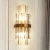 Import zhongshan customized hot sale indoor luxury gold steel crystal wall lamp with E26 E27 for hotel lobby lights home living room from China