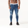 Royal wolf  spray on super stretch jeans fashion ripped jeans men slim fit skinny gym jeans