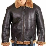 Aviator Men RAF B3 Flying Bomber Fur Shearling Sheepskin Leather Jacket For Men