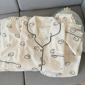 Women's Short Sleeve Cloud Cotton Gauze Pajamas