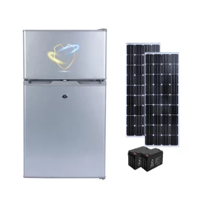 Popular Style in Dubai small double door refrigerator 108 litres dc 12 24V refrigerator solar energy