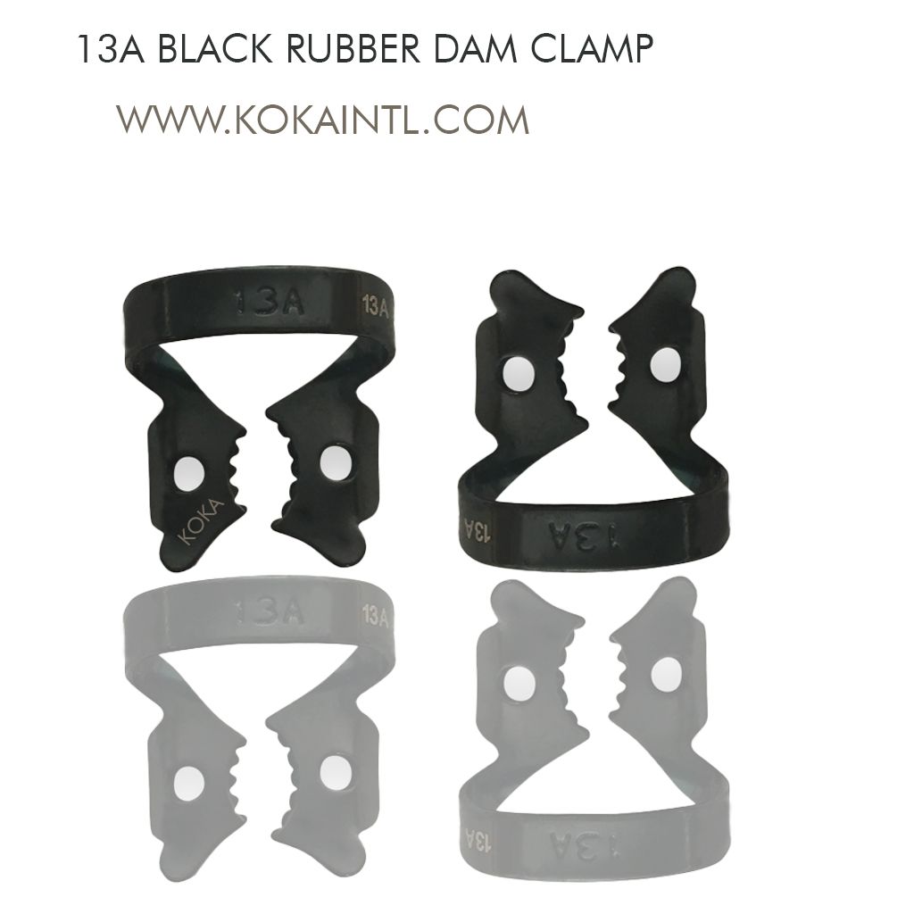 ARTMAN Dental Rubber Dam Clamps Set Of 12 With Mounting Rack - Anti-Reflection Matte Black Finish