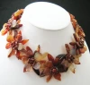 Carnelian Flower Stone Necklace and Earrings SET Hand Made PN4