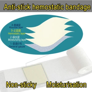 Customizable hemaostatic Gauze Bandage Non-Sticky to the Skin