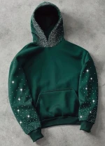 Luxury Rhinestone Embellished Pullover Hoodie for Women