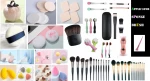 Eyeshadow brush and applicator and sponge
