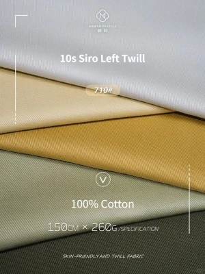 Factory 710# Siro Spun Left Twill Cotton Woven Textile Fabric Full Process Pad Dyeing