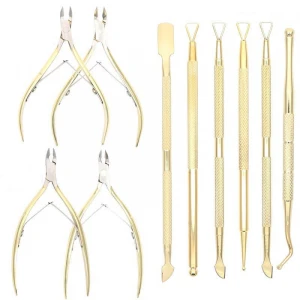 Cuticle Pusher Nail Pusher Set Nail Cutter Manicure Kits Gold Color