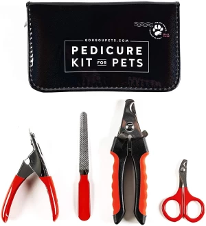 Pet Care Pedicure Kit For Dog, Cat, Bird. 3 Nail Clippers Plus a File. Includes Compact Travel Carry Case